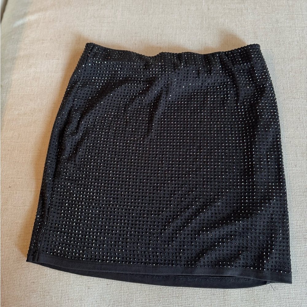 Iris Black Mini Skirt with Silver Studs